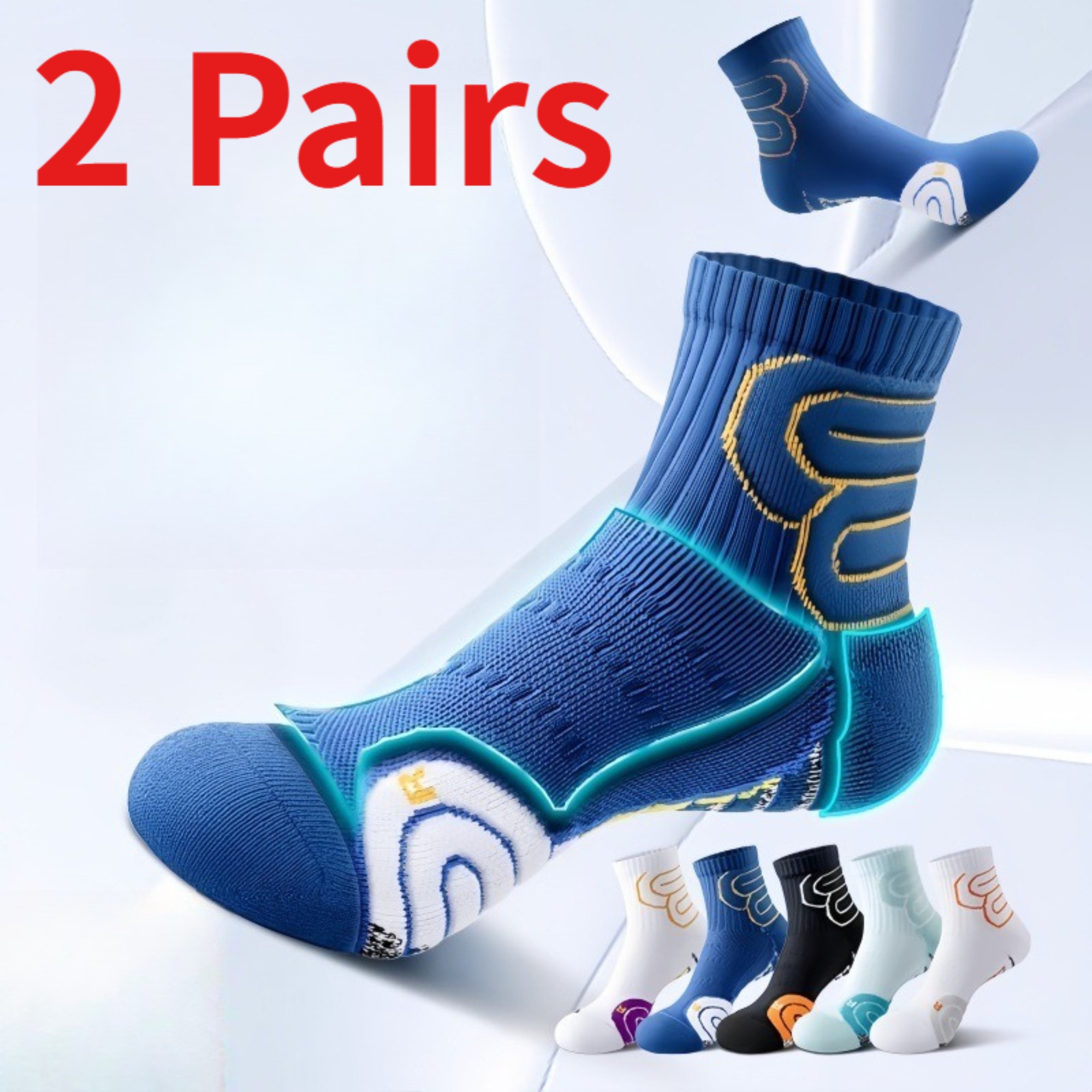 Athletic Sock Cushion - 1/2 çift erkek maraton koşu çorapları