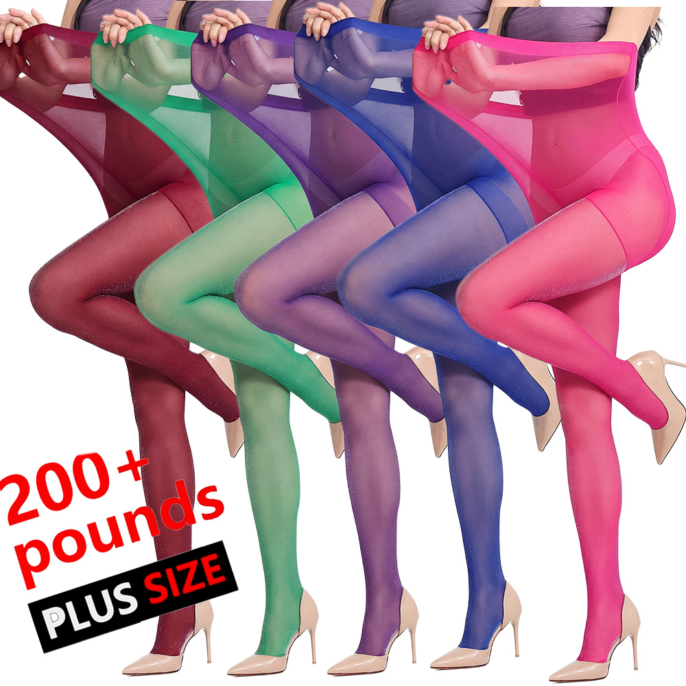 Tights Pantyhose Sheer - 5 Çift Artı Boyutu Parlak Külotlu