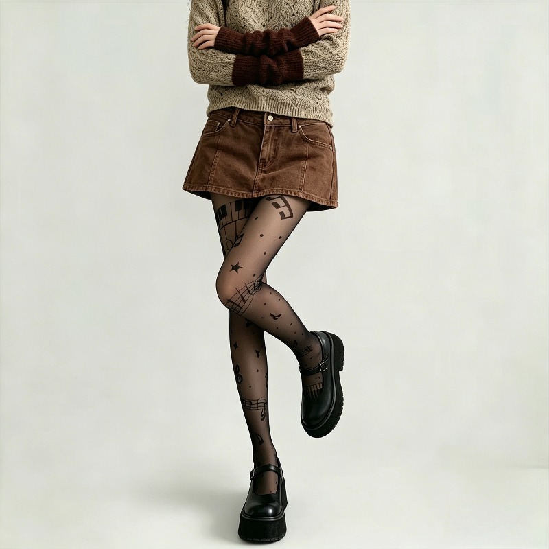 Y2K nota baskı şeffaf külotlu  - Tights Pantyhose Sheer incelemesi ve fiyatı